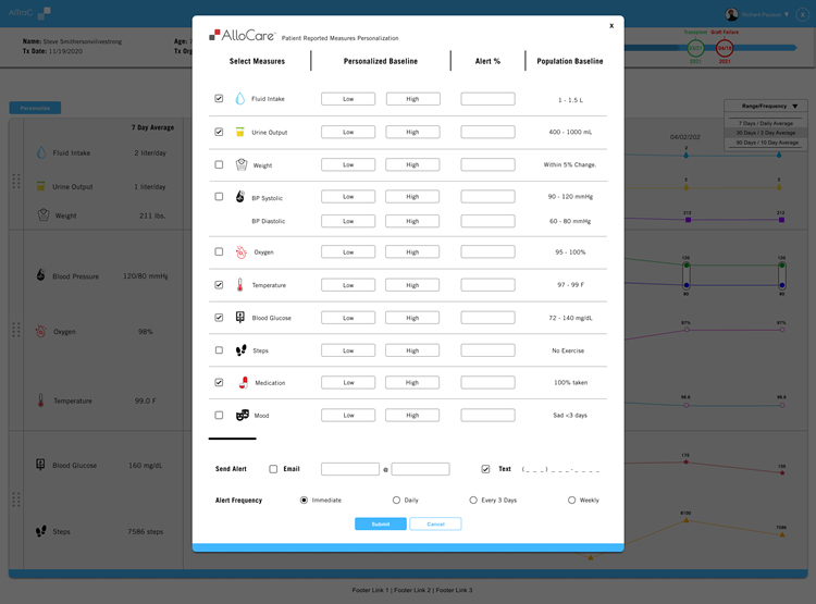 AlloCare Baseline Personalization Modal Overlay