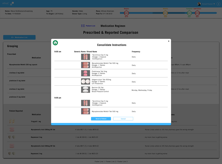 Medication Regimine Instructions Modal Overlay