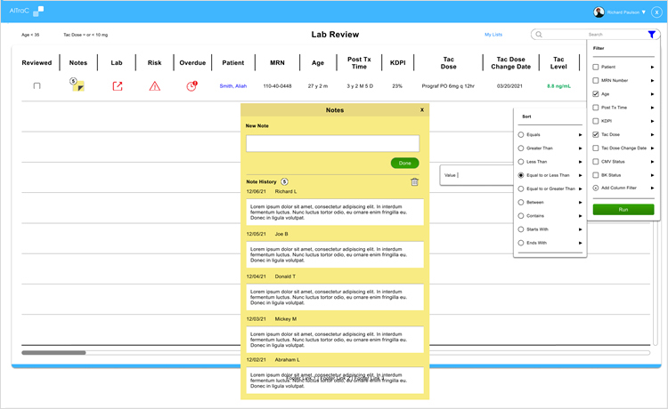 Patient List with Open Messaging and Search Filter
