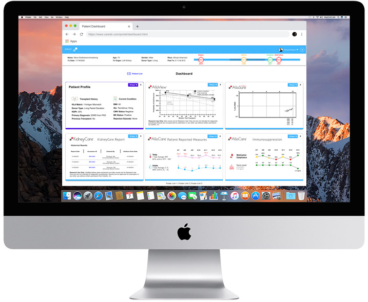 CareDX AI Trac Dashboard within browser