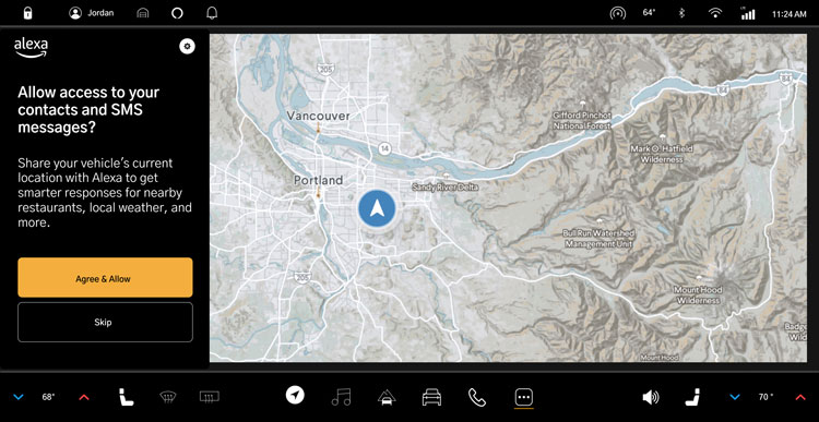 Alexa Comms Permission on Rivian platform sidedrawer