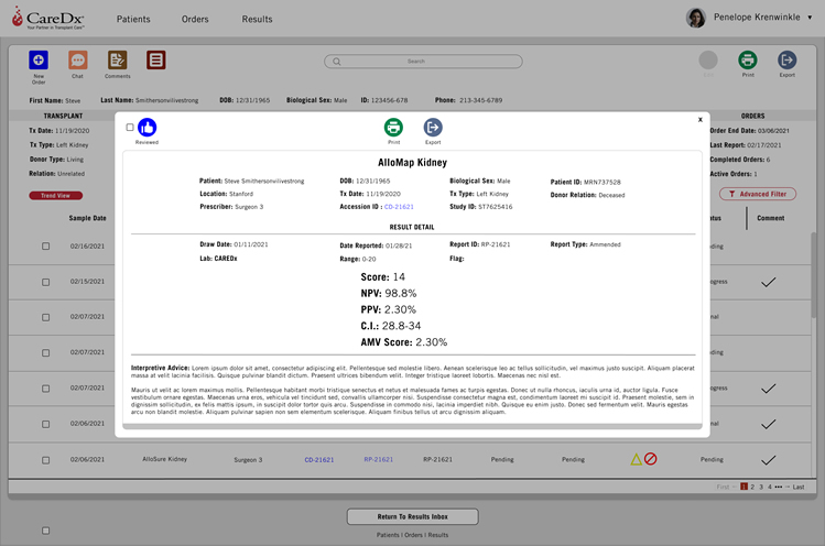 Result Detail Modal Overlay