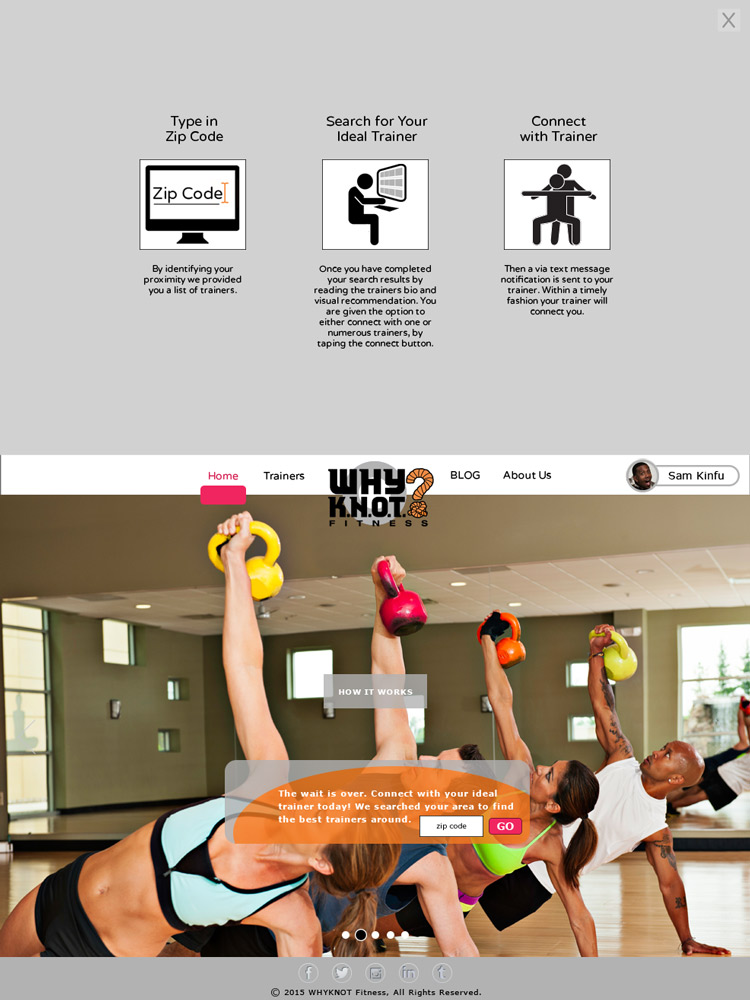 WhyKnot Fitness Home Screen